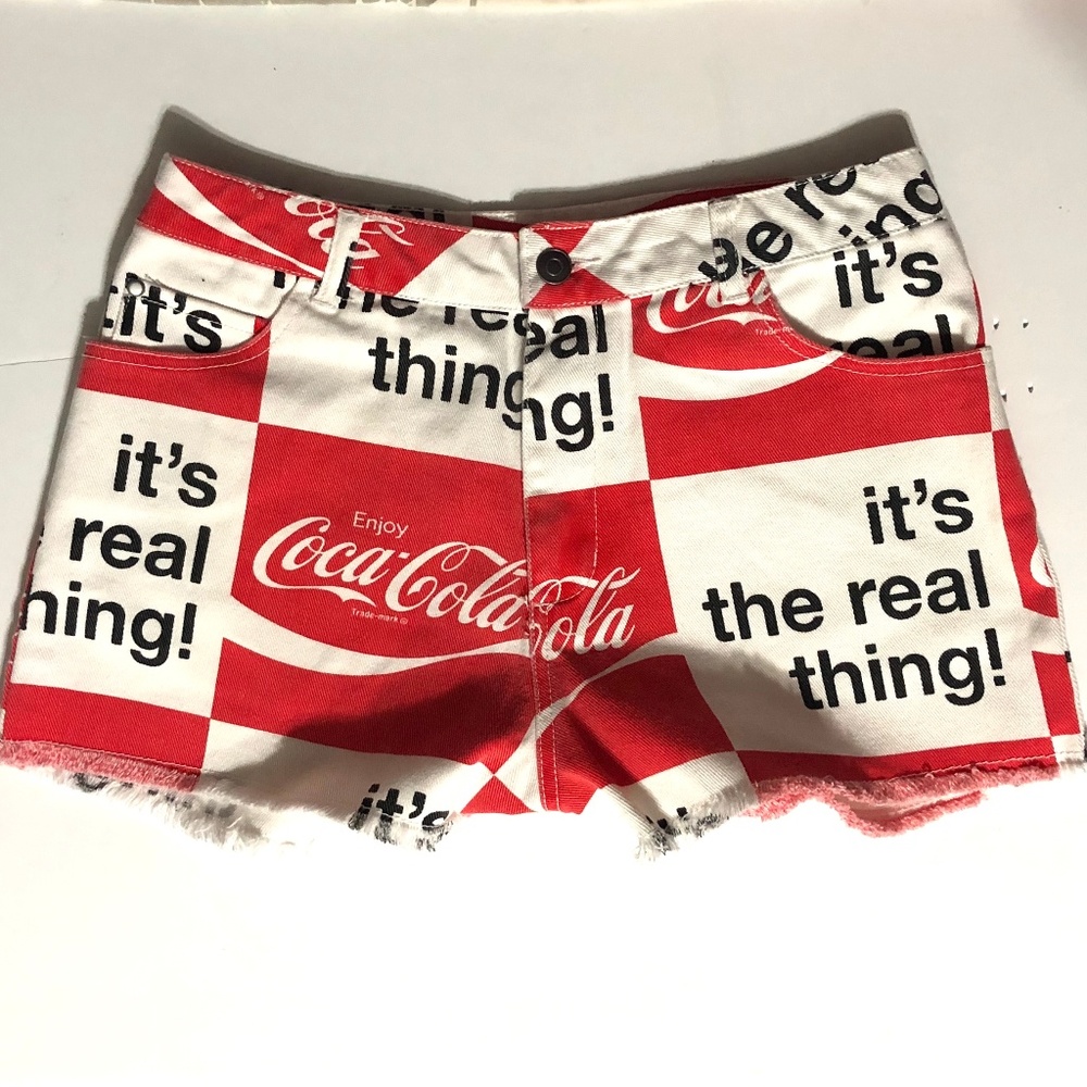 Coca-Cola Denim Jean High-Waist Shorts M Fringe